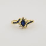 14K Gold Sapphire & Diamond Ring