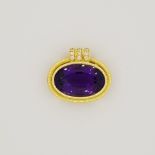 18K Gold Amethyst & Diamond Pendant