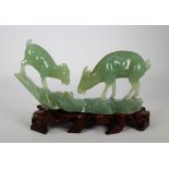 Chinese Apple Jade Carving of Goats