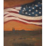 Tom Lydon (B. 1944) "Flag over Field"