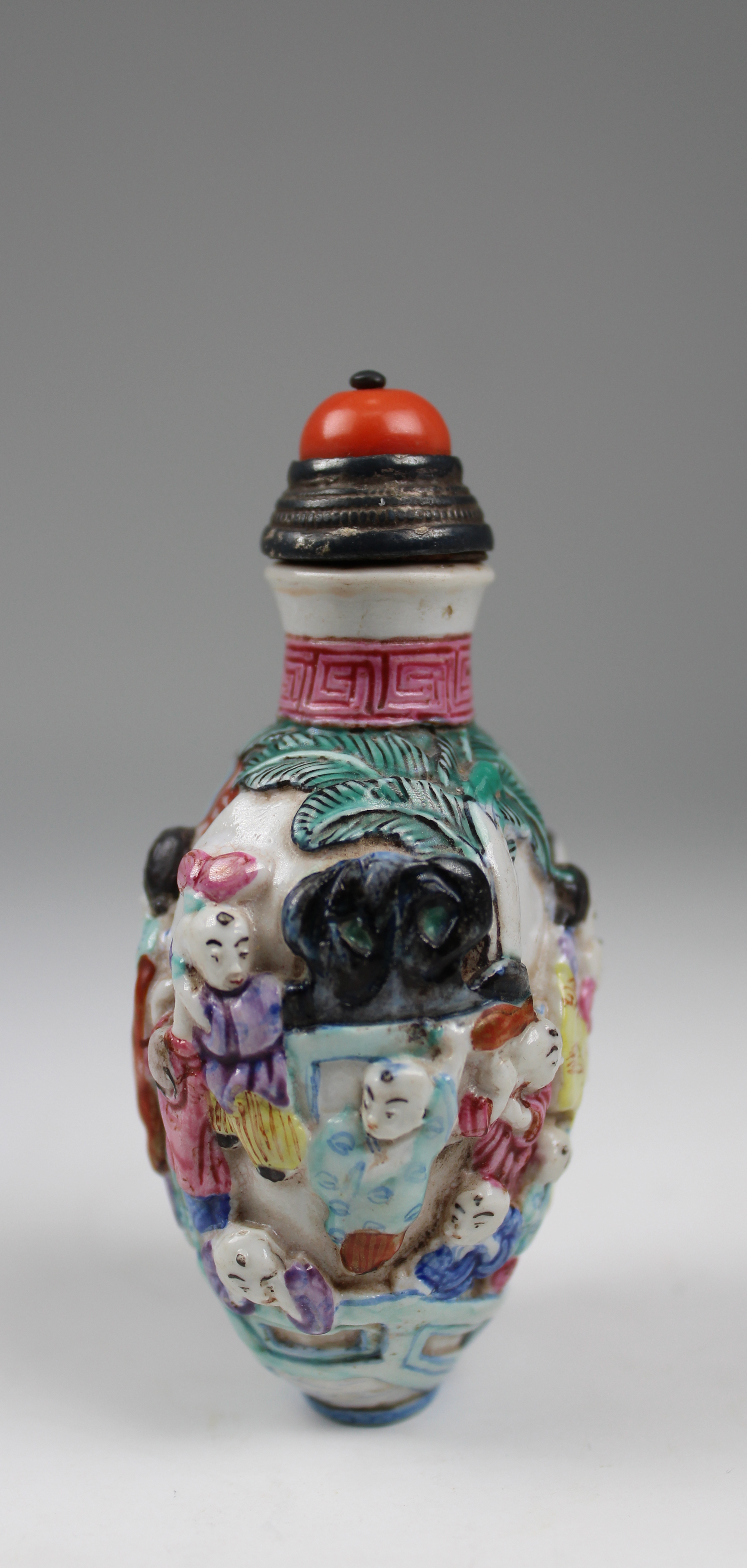 Signed, Chinese Famille Rose Figural Snuff Bottle - Image 2 of 7