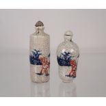 (2) Crackleware Snuff Bottles, Signed.