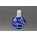 Chinese Blue Overlay Glass Snuff Bottle