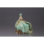 Chinese Carved Turquoise Peach Form Snuff Bottle