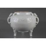 18th C, Chinese Blanc de Chine Tripod Censer