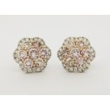 Pair of 14K Gold Faint Pink Diamond Earrings