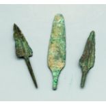 (3) Bronze Luristan arrowheads, ca. 800 - 600 BC