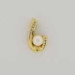 14K Gold Pearl & Diamond Necklace Slide