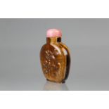 Carved Chinese 'Tiger Eye' Stone Snuff Bottle
