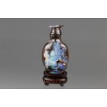Chinese Opal Carved Snuff Bottle on Stand