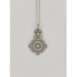 14K White Gold & Diamond Victorian Style Necklace
