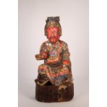 Asian, Carved/Polychromed Seated Figure