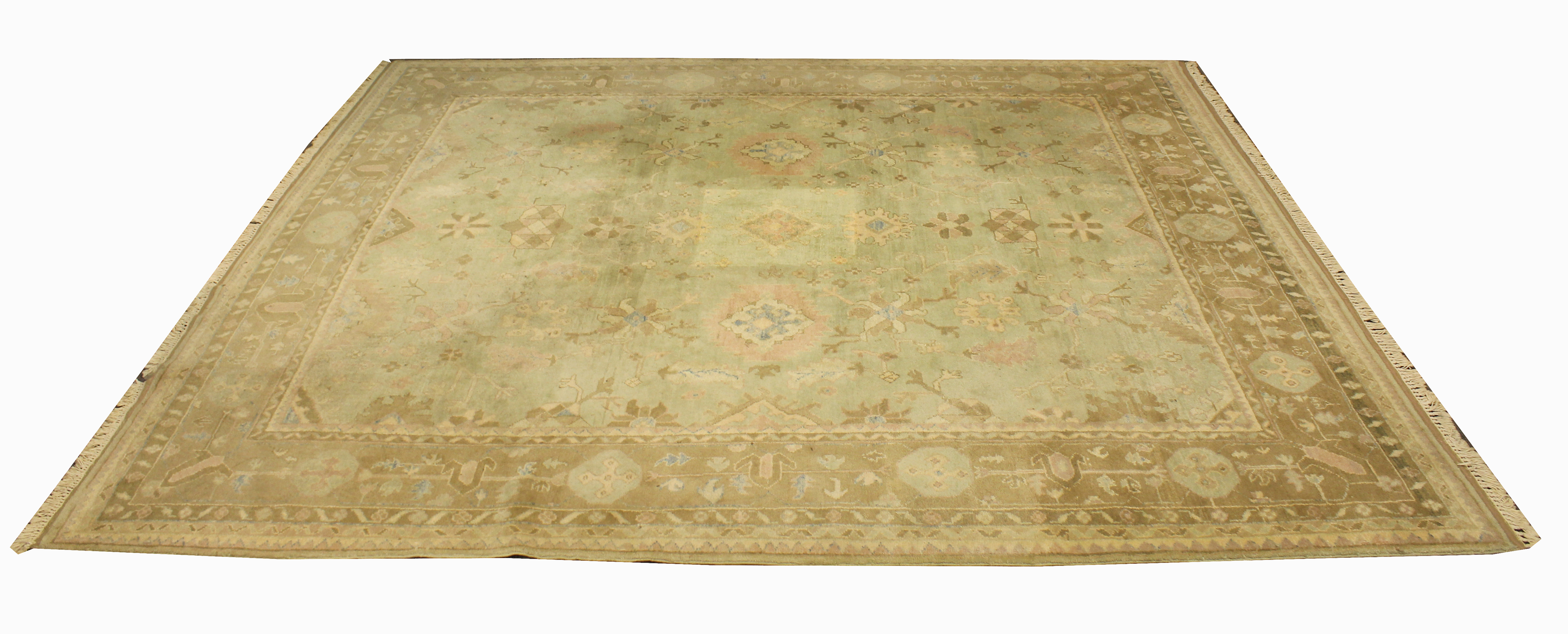 Large Semi-Antique Turkish Oushak Rug