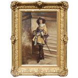 19th C. Painting of a Muskateer, Signed