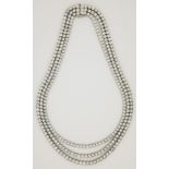 Stunning 18K WG 54ctw 3-Strand Diamond Necklace