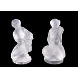 (2) LALIQUE Femal Figures "Leda / Diane"