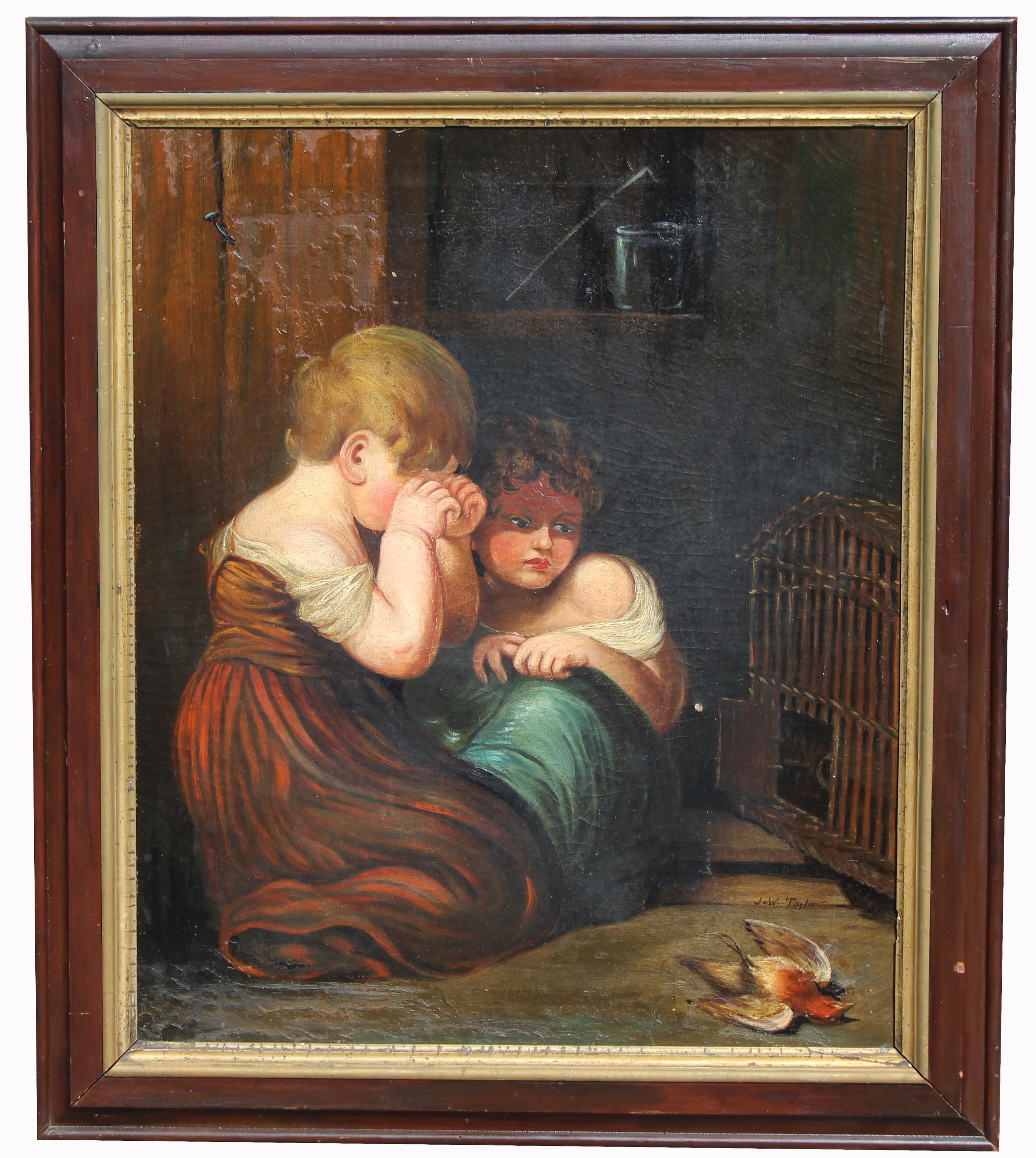Signed, Antique Painting Painting of Children
