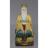 Chinese, Multi-Colored Glazed Seated Scholar