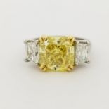 4ct Fancy Intense Yellow Diamond & Platinum Ring