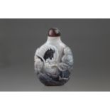 Carved Chinese Agate Dragon Snuff Bottle