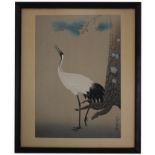 Signed, Chinese Mixed Media Painting of a Crane