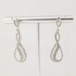 14K White Gold & Diamond Hoop Earrings