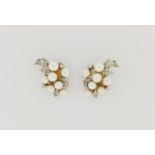 14K White Gold Pearl & Diamond Earrings