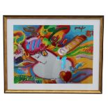 Peter Max "Flower Blossom Lady" Mixed Media