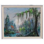 W.E. Dwyer (New Orleans, B. 1904) "Cabin in Bayou"