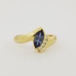 14K Gold Sapphire & Diamond Ring