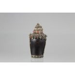 Antique Tibetan Snuff Bottle. Inlaid Coral