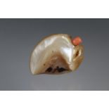 Unusual Mother of Pearl Snuff, Coral Stopper