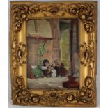 Antique Painting of Young Children at School