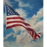 Dennis Lyall (B. 1946) "Flag in Clouds"