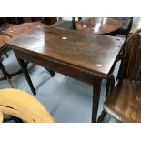 19th cent. Mahogany folding tea table on chamfered supports. 35ins.