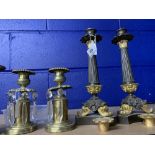 19th cent. French Empire bronze and ormolu candlestick, tapering fluted column, Acanthus base and