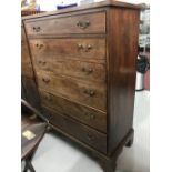 18th cent. Georgian mahogany secretaire with 4 graduated cock beaded drawers, two dummy drawers that