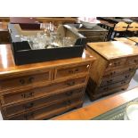 20th cent. Yew effect chest of 2 over 3 drawers x 2.