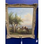 19th cent. Thomas Baker of Leamington 1809-1869: Oil on canvas of cattle, bearing a label to the