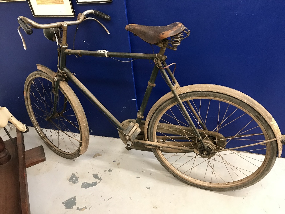 20th cent. Raleigh wartime bicycle with original brooks saddle.