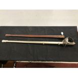 Edged Weapons: George V Hobson and Sons Officers dress sword with a spare scabbard. 81ins.