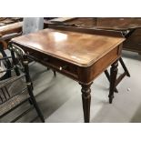 19th cent. Mahogany hall table on tapering supports.