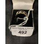 Hallmarked Jewellery: 9ct. Ring set with six sapphires and twelve eight cut diamonds. Hallmarked