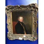 19th cent. English school: Oil on canvas of a gentleman in heavily gilt frame.