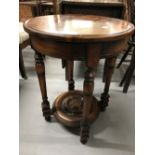 20th cent. Hardwood two tier reproduction occasional table, plus a single wine table.