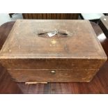 19th cent. Brown Morocco leather document box with Bramah lock. The box bears a crown with the
