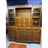 20th cent. Yew effect breakfront bookcase. 71ins. x 78ins.