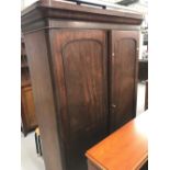 19th cent. Mahogany two door compactum, with fitted interior.
