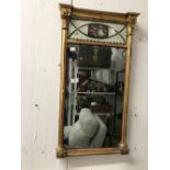 19th cent. Gilt wood rectangular mirror with decorated top. 29ins. x 15ins.