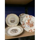 19th cent. Ceramics: Derby plate LLangollen Bridge N. Wales, Kirkham Bridge (A/F). Both blue Derby